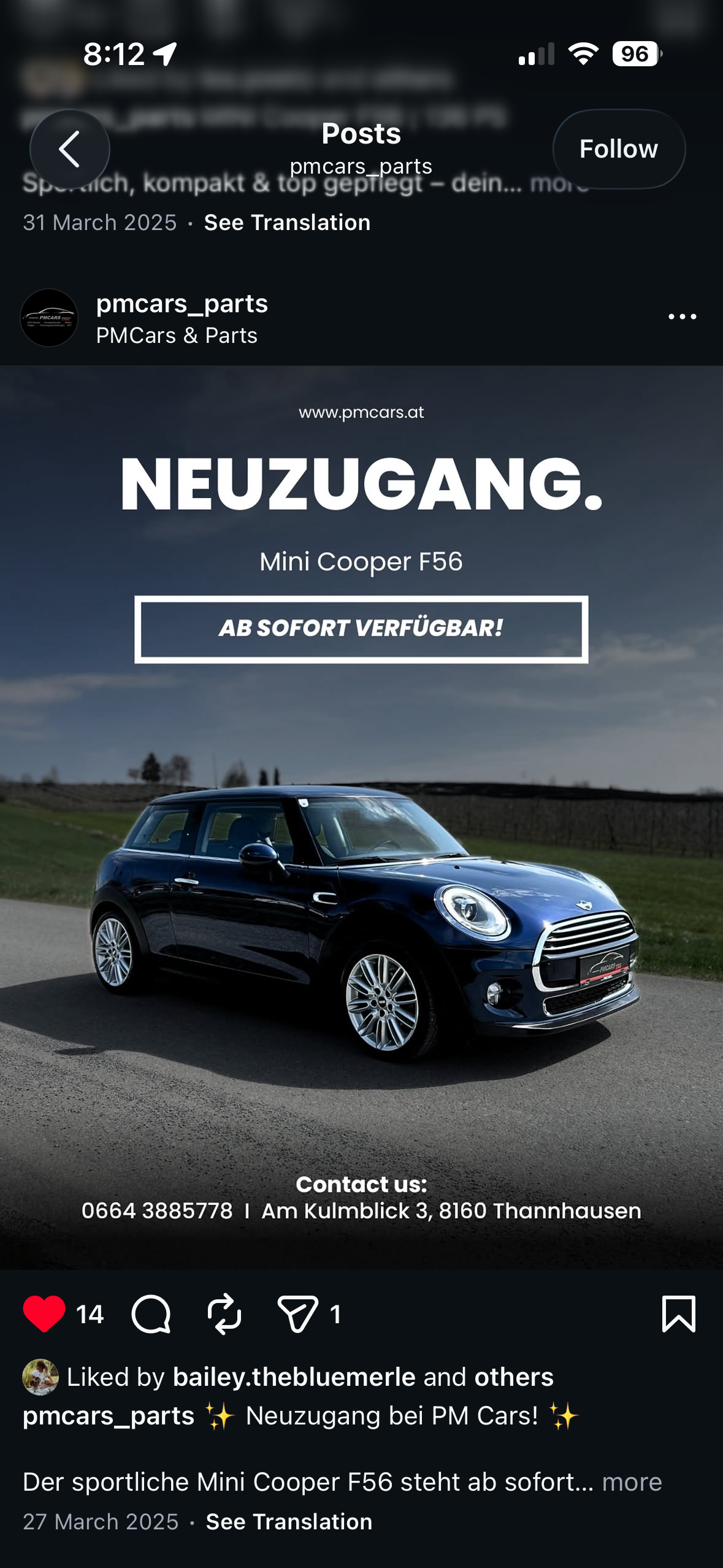 PM Cars Instagram